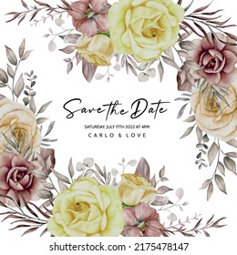 Save the date wedding invitation floral artwork 