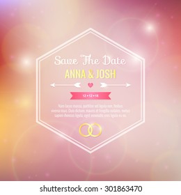 Save the date. Wedding invitation on soft pink background
