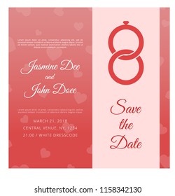 Save The Date Wedding Invitation With Rings Icon 