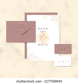 Save the date wedding invitation set vector