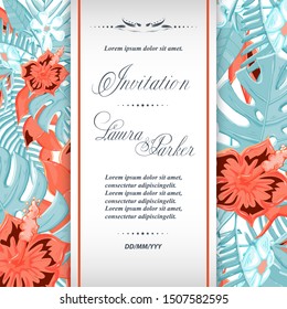 Save the date wedding invitation template vector with plants