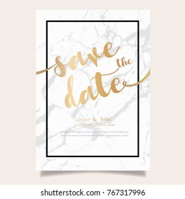 Save the date wedding Invitation template with marble texture background.