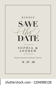 Save The Date Wedding Template With Classy And Elegant Cursive 