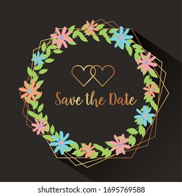 save the date wreath crown frame vector illustration design