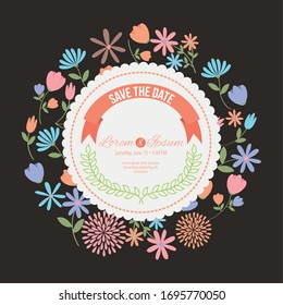 save the date wreath crown frame vector illustration design