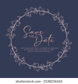 Save the date wreath hand drawn illustration vector template