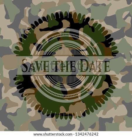 Save the Date written on a camo texture