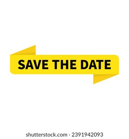 Save The Date In Yellow Ribbon Rectangle Shape For Information Announcement
