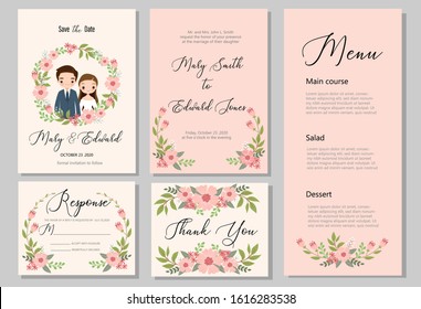 Save the Date,wedding invitation card template,RSVP,Thank you card set 
