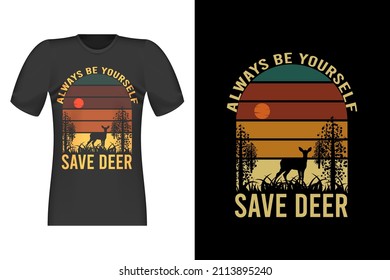 Save Deer Silhouette Retro Vintage T Shirt Design