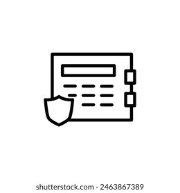 Guardar caja de depósito y escudo contorno ícono píxel diseño de Vector perfecto bueno para Sitio web o App móvil