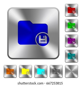 Save directory engraved icons on rounded square glossy steel buttons