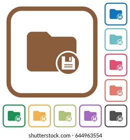 Save directory simple icons in color rounded square frames on white background