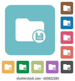Save directory white flat icons on color rounded square backgrounds