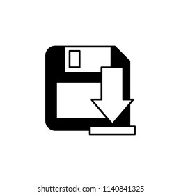 save the disk with the arrow to the floppy in glyph style icon vector