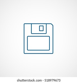 Save Diskette Blue Line Icon On White Background