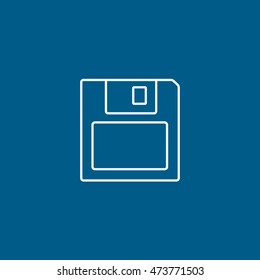 Save Diskette Line Icon On Blue Background