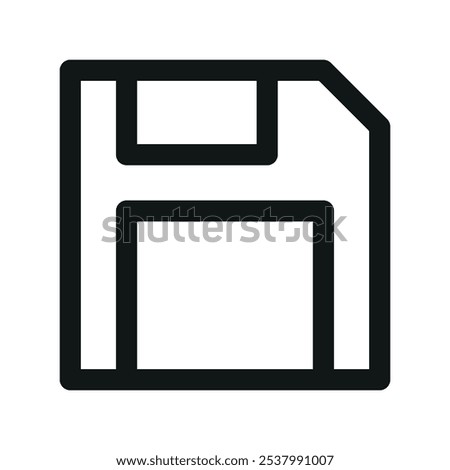 Save diskette UI icon, floppy disk simple line user interface vector symbol