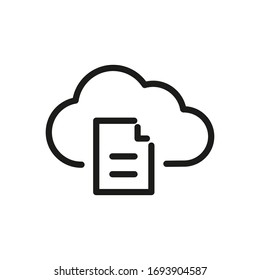 Save Document to Cloud. Cloud Document. Line Icon, Outline Vector Sign, Linear Style Pictogram, Outline Symbol