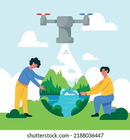 Save and drink clean water. Environment lacks and problems. Portable healthy H2O. Aqua faucet with drop. Nature and ecology conversation. Earth protection. Vector illustration concept