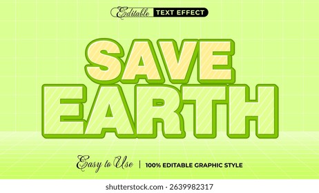 Save earth 3d logo template editable text effect style