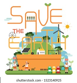 save the earth activities concept illustration flat design