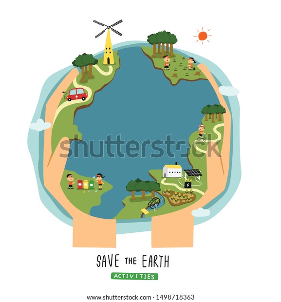 save the earth\
activities concept\
illustration