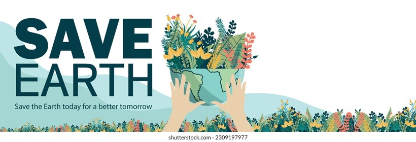 save the earth background. earth day banner, save nature. vectors