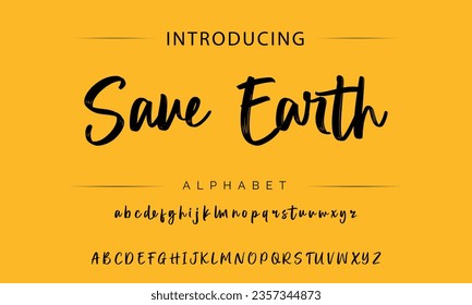 Save Earth Best Alphabet Painting Paint Brush Beauty Script Logotype Font lettering handwritten