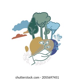 save earth care environmental pollution ecology nature vector abstract design isolated 