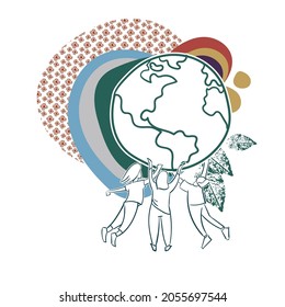 salvar el cuidado de la tierra contaminación ambiental naturaleza de la ecología vector diseño abstracto aislado 