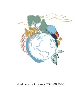 save earth care environmental pollution ecology nature vector abstract design isolated 