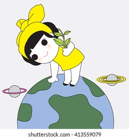 Save The Earth Character illustration