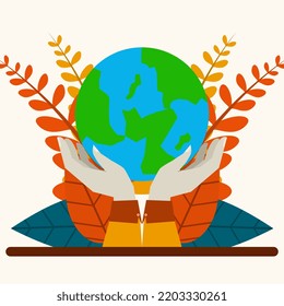 Save Earth concept illustration, Environment poster, vector flat design