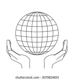 Save the Earth, Concept illustration (white background, vector, cut out, line art)