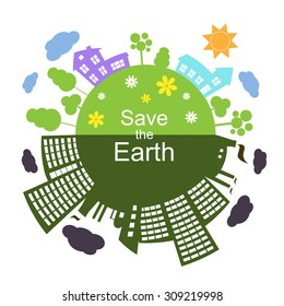Save the Earth concept, Isolated On White Background, Vector Illustration