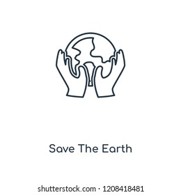 Save The Earth concept line icon. Linear Save The Earth concept outline symbol design. This simple element illustration can be used for web and mobile UI/UX.