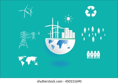 Save earth concept, paper cut style