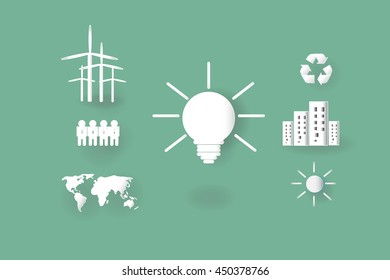 Save earth concept, paper cut style