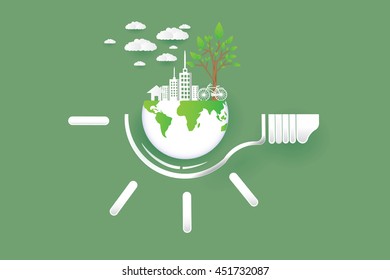 Save earth concept, paper cut style