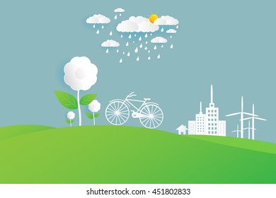 Save earth concept, paper cut style