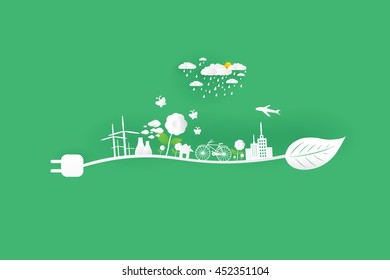Save earth concept, paper cut style