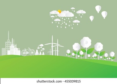 Save earth concept, paper cut style