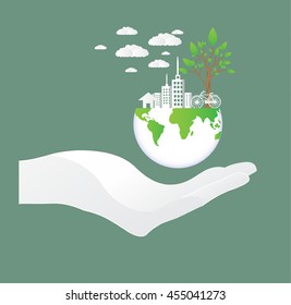 Save Earth Concept Paper Cut Style Stock Vector (Royalty Free ...