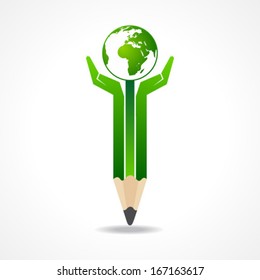Save earth concept with pencil hands earth stock vector 