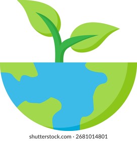 Save the Earth Concept with Plant Growing from Globe