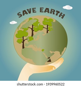 Save Earth conceptual vector with the Globe and a message Save Earth.