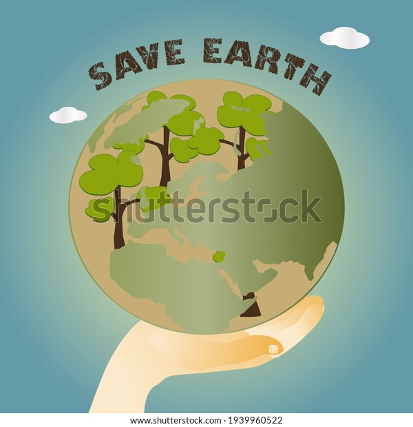 Save Earth Conceptual Vector Globe Message Stock Vector (Royalty Free ...