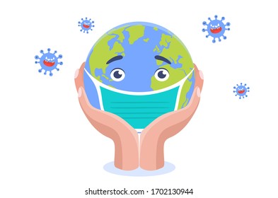 save the earth from corona virus poster illustration
