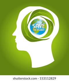 save the earth design over green background vector illustration 